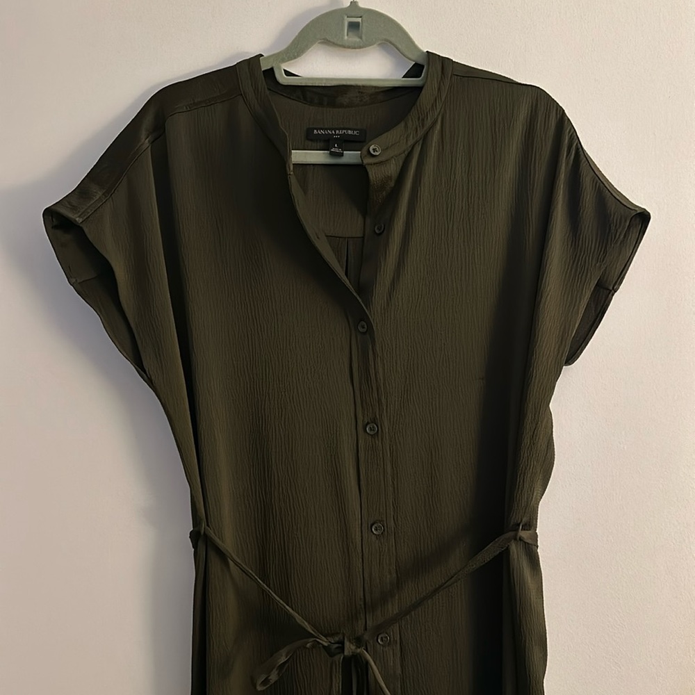 Banana Republic Olive Green Shirt Dress